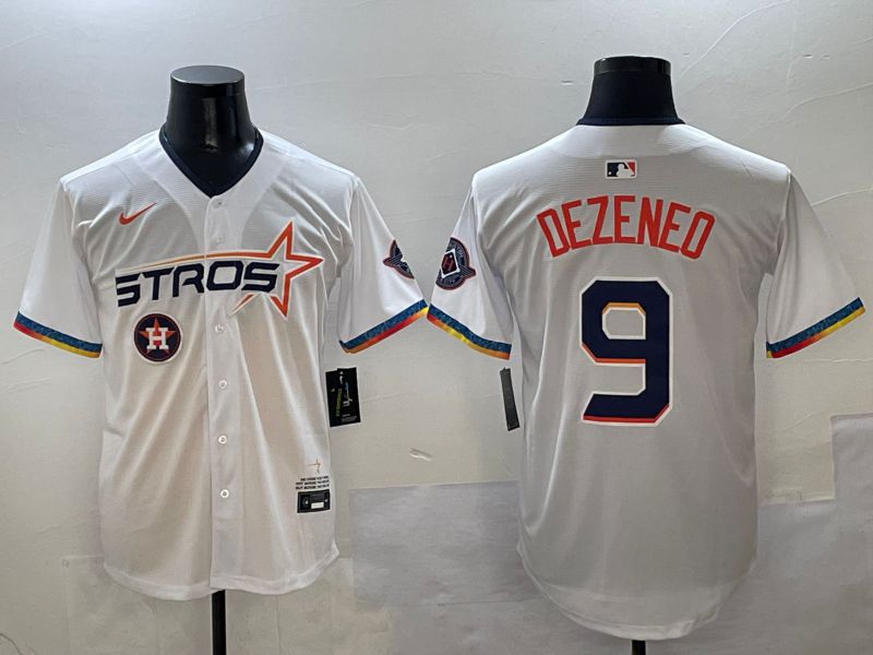 Men Houston Astros #9 Dezeneo White Fourth generation Joint Name Nike 2025 MLB Jersey style 10